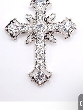 Premier Designs Grace Cross Pendant Silver Plated Rhinestone